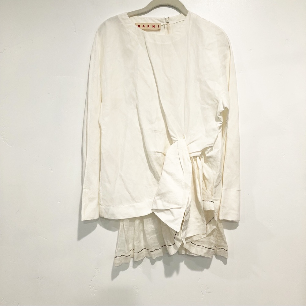 Marni Cream Tie-Front Blouse